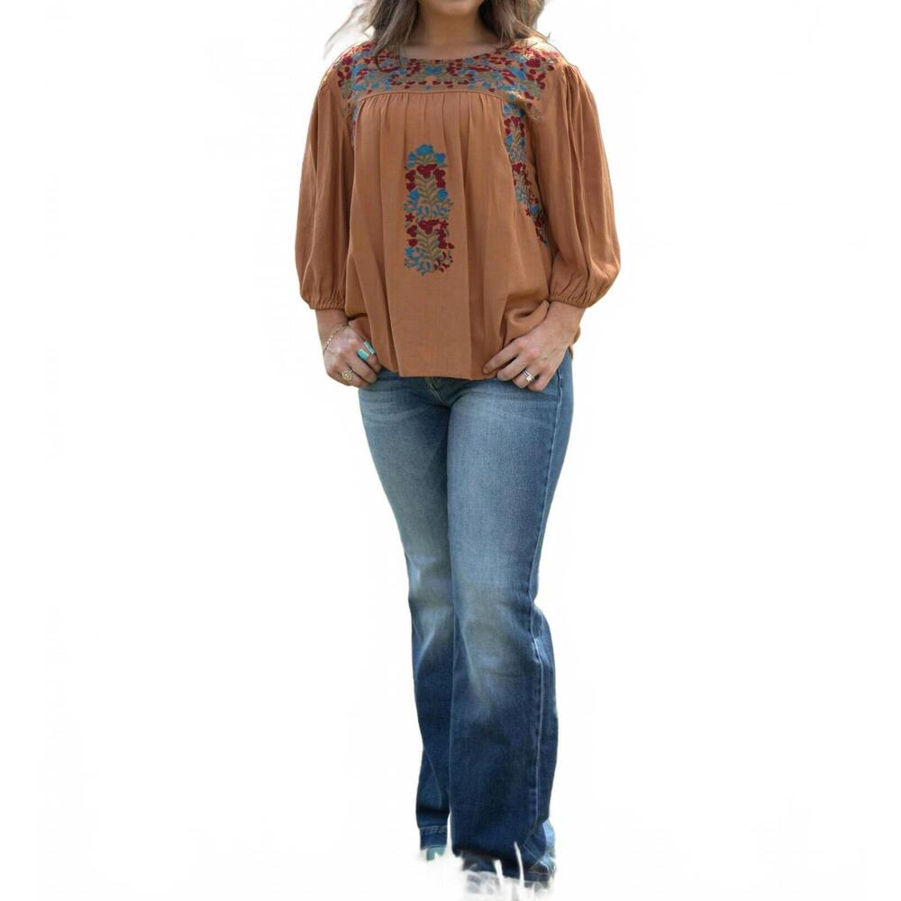 NEW LAYERZ CLOTHING cheryl long sleeve top in brown